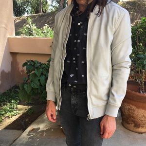 Zara Light grey/cream faux leather bomber jacket